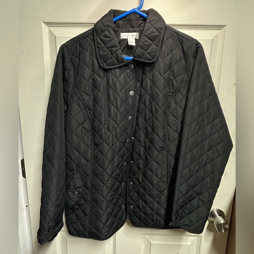 Christopher & Banks Size Large Quilted Black Jacket Button Up